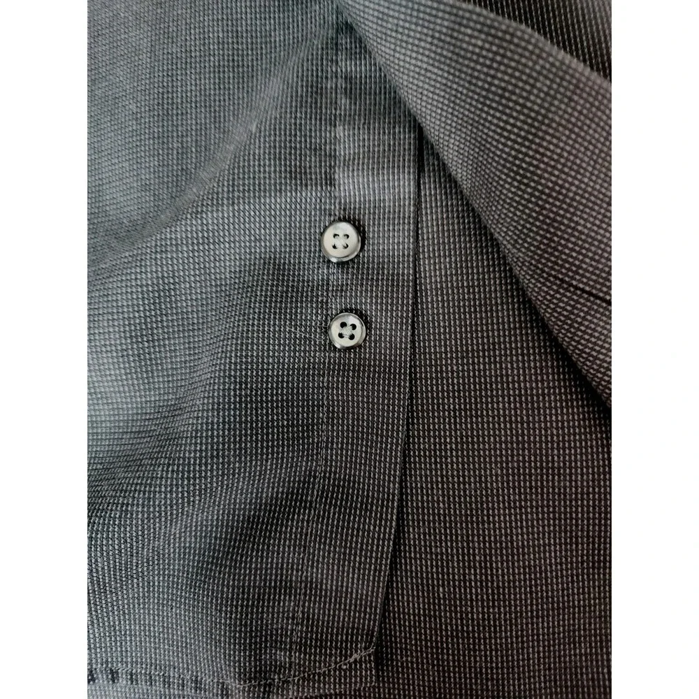 Geoffrey Beene Men's 34/35 15.5 Wrinkle-Free Slim Fit Gray Long Sleeve Dress EUC